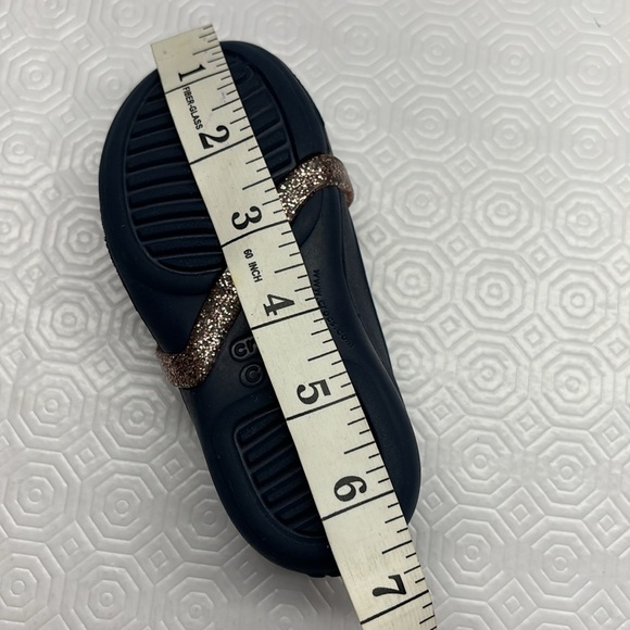 Crocs Slip On Shoes Navy Blue with Pink Bows and Glitter Strap Child’s Size 8 - Picture 10 of 10